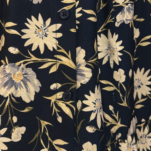 NWT! Long Maxi Navy Blue & White Floral Summer Dress w/ Corset-like Denim Top - Picture 4 of 10